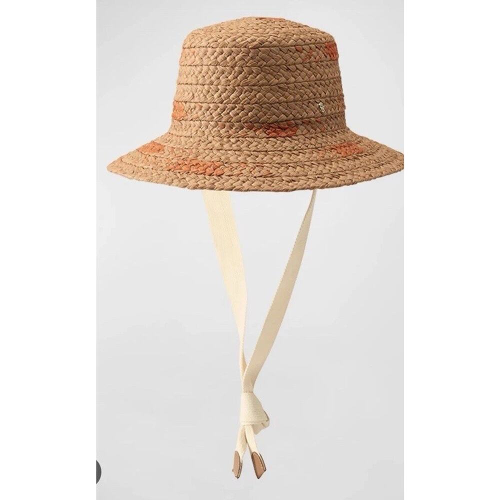 Helen Kaminski Contrasting Wide Braided Bucket Hat Natural $348 NWT